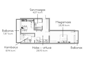 Parduodamas butas Liudviko Zamenhofo g., Fabijoniškės, Vilniaus m., Vilniaus m. sav., 68 m2 ploto, 3 kambariai 18