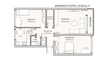 Parduodamas butas J. Basanavičiaus g., Kėdainių m., Kėdainių r. sav., 65.89 m2 ploto, 3 kambariai 17