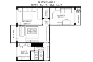 Parduodamas butas Justiniškių g., Viršuliškės, Vilniaus m., Vilniaus m. sav., 63.67 m2 ploto, 3 kambariai 11