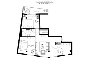 Parduodamas butas Žalgirio g., Šnipiškės, Vilniaus m., Vilniaus m. sav., 91 m2 ploto, 3 kambariai 9