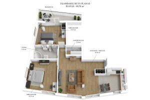 Parduodamas butas Žalgirio g., Šnipiškės, Vilniaus m., Vilniaus m. sav., 91 m2 ploto, 3 kambariai 22