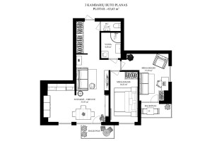 Parduodamas butas Justiniškių g., Justiniškės, Vilniaus m., Vilniaus m. sav., 64 m2 ploto, 3 kambariai 24