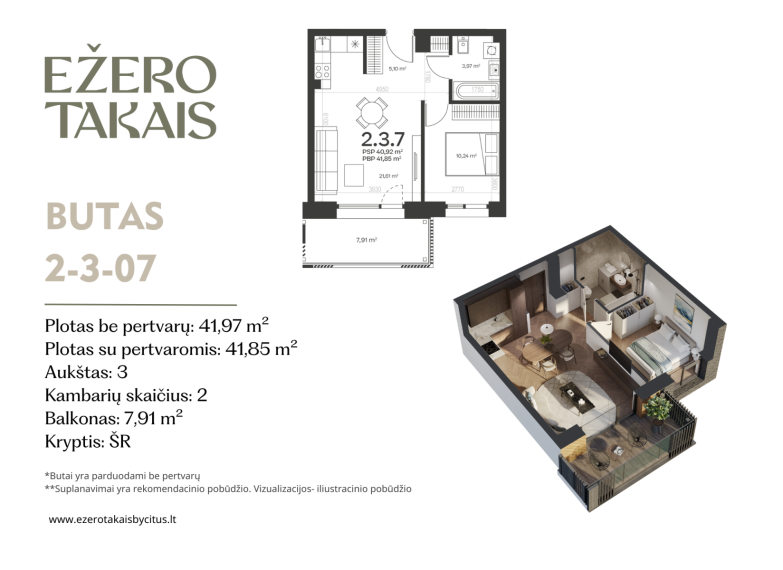 Parduodamas butas Sidaronių g., Justiniškės, Vilniaus m., Vilniaus m. sav., 41.97 m² ploto 2 kambariai 2