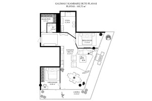 Parduodamas butas Konstitucijos pr., Šnipiškės, Vilniaus m., Vilniaus m. sav., 145.72 m2 ploto, 3 kambariai 31