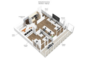 Parduodamas butas Konstitucijos pr., Šnipiškės, Vilniaus m., Vilniaus m. sav., 70.6 m2 ploto, 2 kambariai 5