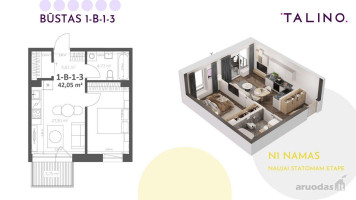 Parduodamas butas Kopenhagos g., Justiniškės, Vilniaus m., Vilniaus m. sav., 42.05 m² ploto 2 kambariai 6