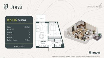 Parduodamas butas Mokslininkų g., Visoriai, Vilniaus m., Vilniaus m. sav., 49.39 m² ploto 2 kambariai 6
