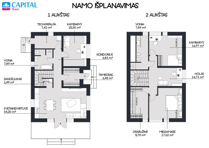 Parduodamas namas Saulės g., Kareivonių k., Elektrėnų sav., 149 m2 ploto, 2 aukštai 7