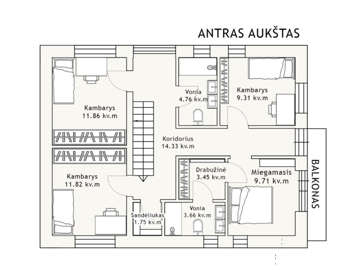 Parduodamas namas Daugų g., Rasos, Vilniaus m., Vilniaus m. sav., 144.69 m2 ploto, 2 aukštai 34