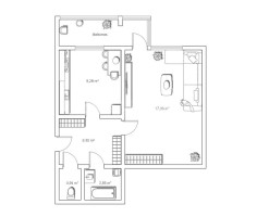 Parduodamas butas Fabijoniškių g., Fabijoniškės, Vilniaus m., Vilniaus m. sav., 38.29 m2 ploto, 1 kambariai 17