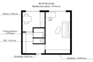 Parduodamas butas Erfurto g., Lazdynai, Vilniaus m., Vilniaus m. sav., 33 m2 ploto, 1 kambariai 16