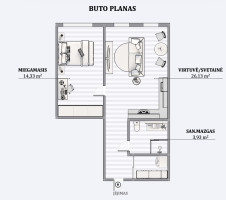 Nuomojamas butas Krivūlės g., Paupys, Vilniaus m., Vilniaus m. sav., 44.39 m2 ploto, 2 kambariai 18