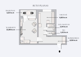 Parduodamas butas Viršuliškių g., Viršuliškės, Vilniaus m., Vilniaus m. sav., 35.66 m2 ploto, 1 kambariai 19