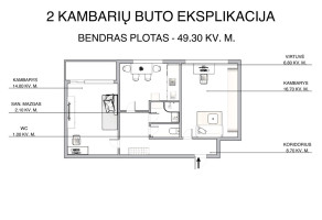 Parduodamas butas Virginijaus Druskio g., Karoliniškės, Vilniaus m., Vilniaus m. sav., 49.3 m2 ploto, 2 kambariai 12