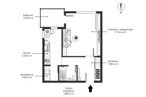 Nuomojamas butas Kalvarijų g., Jeruzalė, Vilniaus m., Vilniaus m. sav., 40.87 m2 ploto, 1 kambariai 20