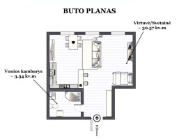Parduodamas butas Kaukysos g., Markučiai, Vilniaus m., Vilniaus m. sav., 33.91 m2 ploto, 1 kambariai 14