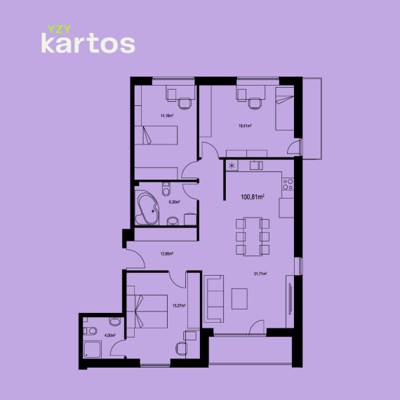 Parduodamas butas Sudervės kelias, Šeškinė, Vilniaus m., Vilniaus m. sav., 100.81 m² ploto 4 kambariai 2