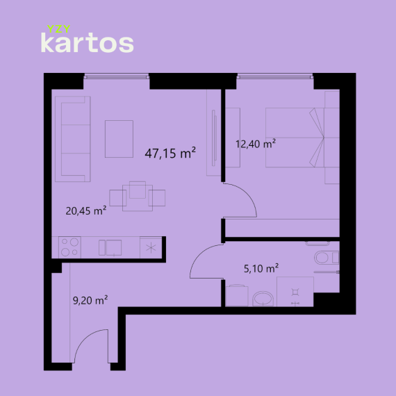 Parduodamas butas Sudervės kelias, Šeškinė, Vilniaus m., Vilniaus m. sav., 47.15 m² ploto 2 kambariai 2