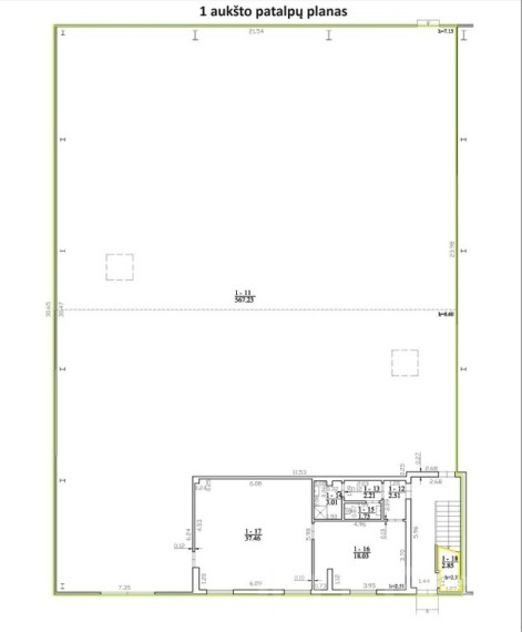 Nuomojamos patalpos Perspektyvos g., Palemone, Kaune, 698.93 kv.m ploto 18