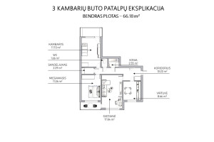 Nuomojamas butas Medeinos, Pašilaičiai, Vilniaus m., Vilniaus m. sav., 66.18 m2 ploto, 3 kambariai 24