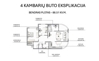 Parduodamas butas Fabijoniškių g., Fabijoniškės, Vilniaus m., Vilniaus m. sav., 88.51 m2 ploto, 4 kambariai 21