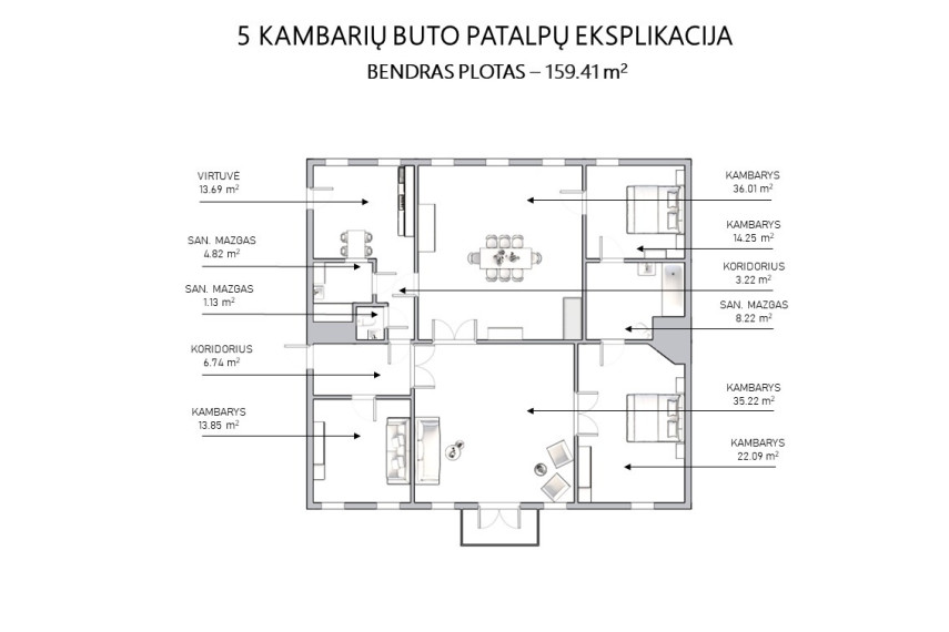Parduodamas butas M. K. Čiurlionio g., Naujamiestis, Vilniaus m., Vilniaus m. sav., 159.41 m2 ploto, 5 kambariai 22