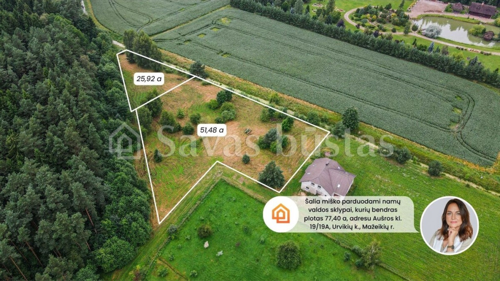 Parduodamas  sklypas Aušros kel., Urvikių k., Mažeikių r. sav., 77.4 a ploto 1