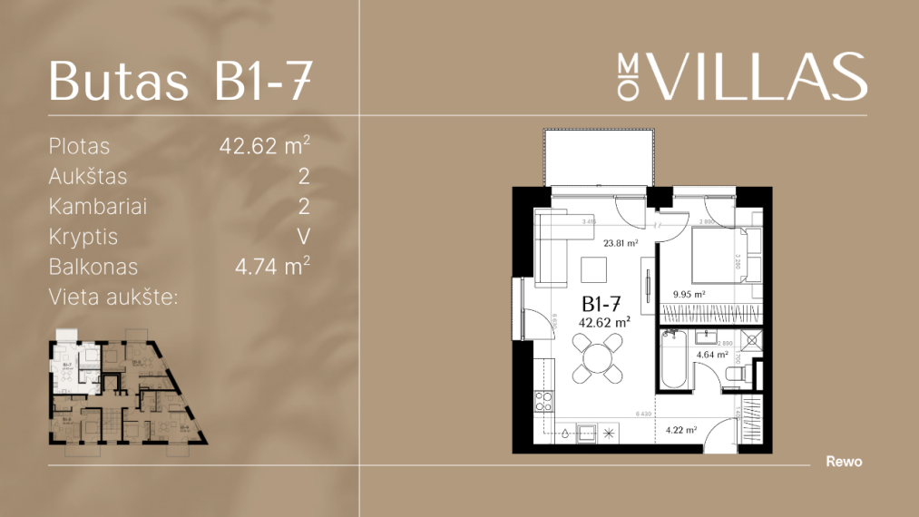 Parduodamas butas Mozūriškių g., Justiniškės, Vilniaus m., Vilniaus m. sav., 42.62 m² ploto 2 kambariai 4