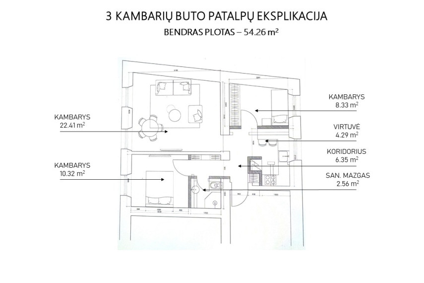Parduodamas butas Savičiaus g., Senamiestis, Vilniaus m., Vilniaus m. sav., 54.26 m2 ploto, 3 kambariai 6