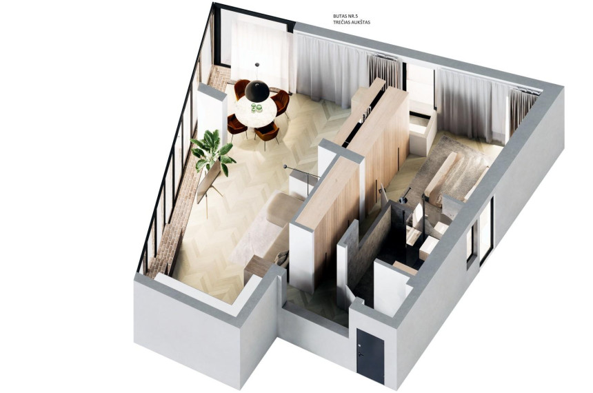 Parduodamas butas Klaipėdos g., Panevėžio m., Panevėžio m. sav., 58.23 m² ploto 2 kambariai 13