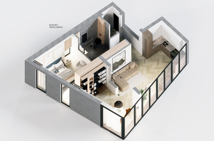 Parduodamas butas Klaipėdos g., Panevėžio m., Panevėžio m. sav., 58.23 m² ploto 2 kambariai 14
