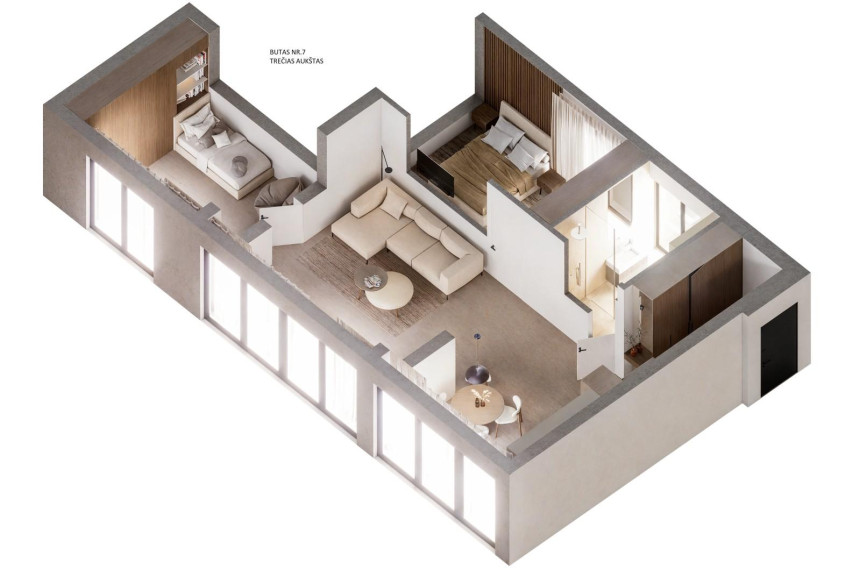 Parduodamas butas Klaipėdos g., Panevėžio m., Panevėžio m. sav., 58.23 m² ploto 2 kambariai 19