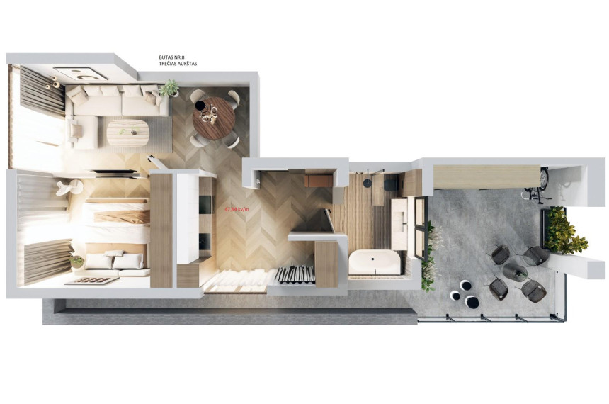 Parduodamas butas Klaipėdos g., Panevėžio m., Panevėžio m. sav., 58.23 m² ploto 2 kambariai 22