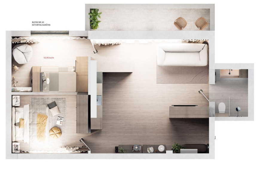 Parduodamas butas Klaipėdos g., Panevėžio m., Panevėžio m. sav., 58.23 m² ploto 2 kambariai 25