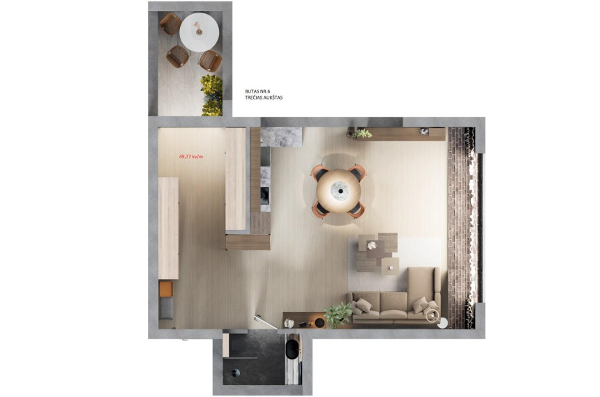 Parduodamas butas Klaipėdos g., Panevėžio m., Panevėžio m. sav., 58.23 m² ploto 2 kambariai 6
