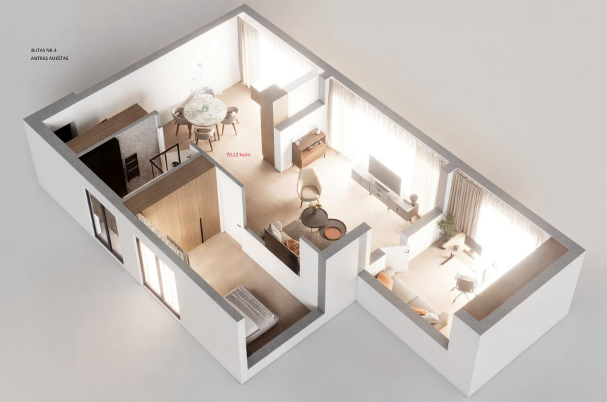 Parduodamas butas Klaipėdos g., Panevėžio m., Panevėžio m. sav., 58.23 m² ploto 2 kambariai 7