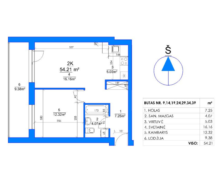 Parduodamas butas Rygos g., Justiniškės, Vilniaus m., Vilniaus m. sav., 55.22 m² ploto 2 kambariai 13