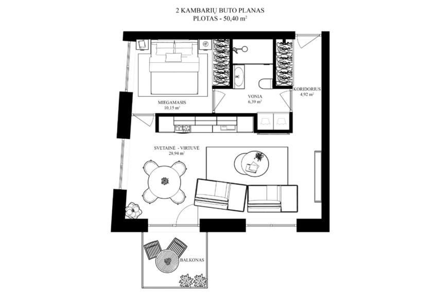 Nuomojamas butas Paupio g., Užupis, Vilniaus m., Vilniaus m. sav., 50.05 m2 ploto, 2 kambariai 16