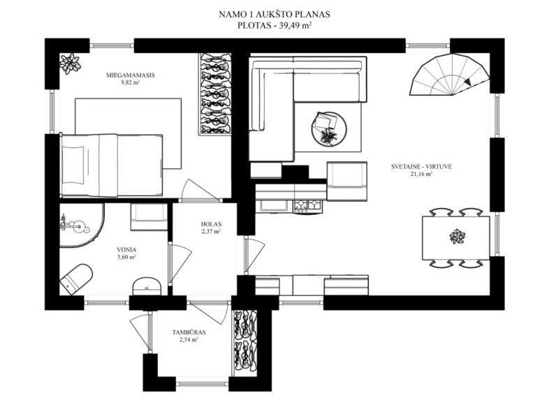 Parduodamas namas Ugniagesių g., Kupiškio m., Kupiškio r. sav., 65 m2 ploto, 1 aukštai 33