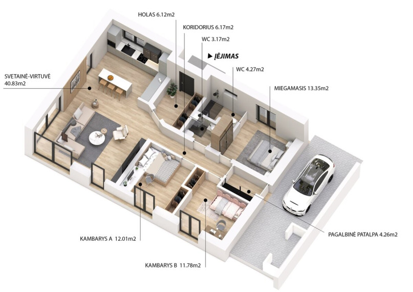 Parduodamas namas Mažųjų Kabiškių k., Vilniaus r. sav., 102 m2 ploto, 1 aukštai 7