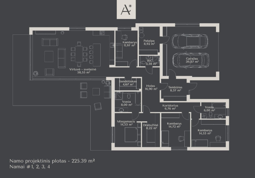 Parduodamas namas Jurginų g., Lindiniškių k., Vilniaus r. sav., 225 m2 ploto, 1 aukštai 6