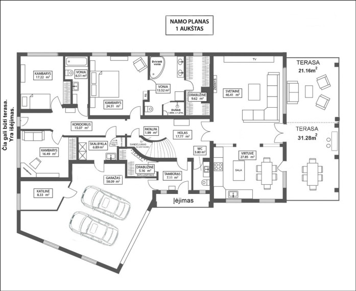 Parduodamas namas Klaipėdos r. sav., Trušelių k., Dvaro , 295.52 m2 ploto, 1 aukštai 46