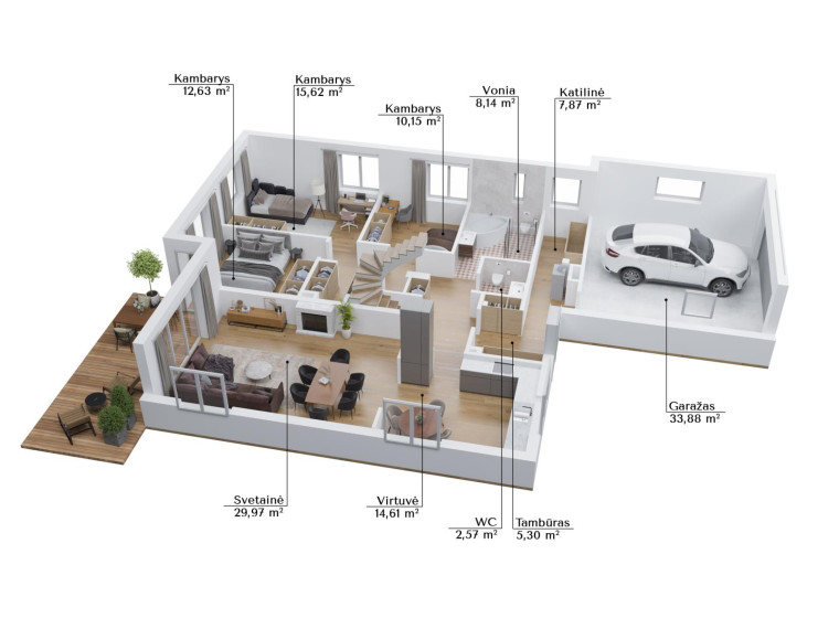 Parduodamas namas Lauko g., Verbūnų k., Šiaulių r. sav., 154.00 m² ploto 4 kambariai 2
