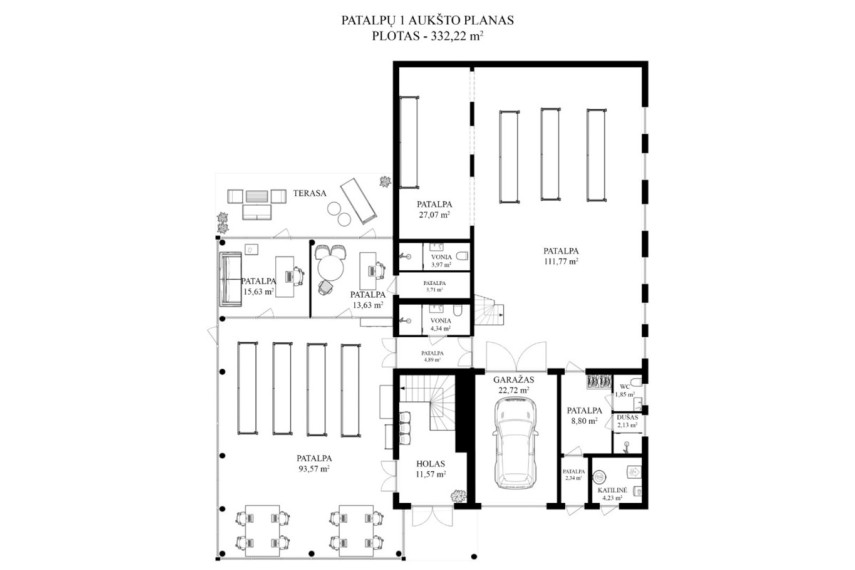 Parduodamos administracinės, gamybinės, kitos paskirties, paslaugų, prekybos, sandėliavimo patalpos Medikiškių g., Kalino k., Vilniaus r. sav., 612.36 m2 ploto 33