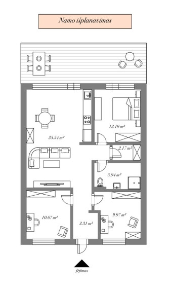 Nuomojamas namas Gaurių g., Paneriai, Vilniaus m., Vilniaus m. sav., 79.79 m2 ploto, 1 aukštai 34
