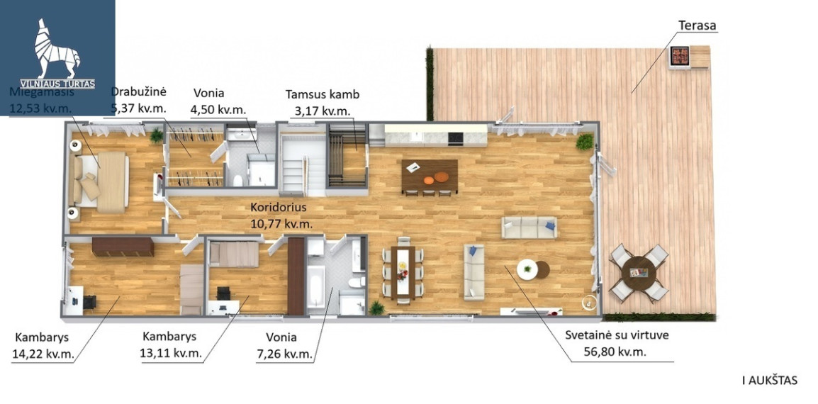 Parduodamas namas Jazminų g., Bajorų k., Vilniaus r. sav., 181 m2 ploto, 1 aukštai 18