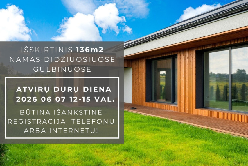Parduodamas namas Tilvikų g., Didžiųjų Gulbinų k., Vilniaus r. sav., 136 m2 ploto, 1 aukštai 2