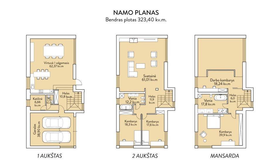 Parduodamas namas Alyvų g., Gineitiškių k., Vilniaus r. sav., 323 m2 ploto, 3 aukštai 13
