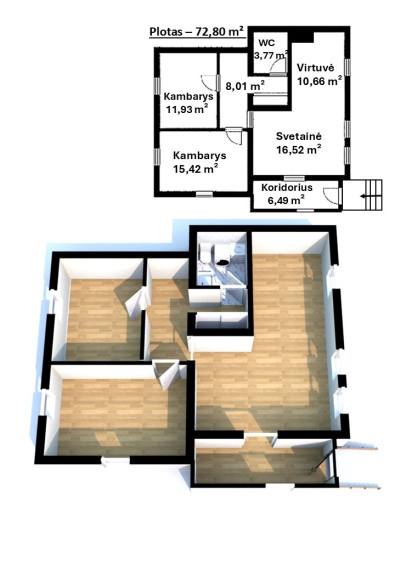 Parduodamas namas Ąžuolijos g., Samališkės k., Klaipėdos r. sav., 72.8 m2 ploto, 2 aukštai 28