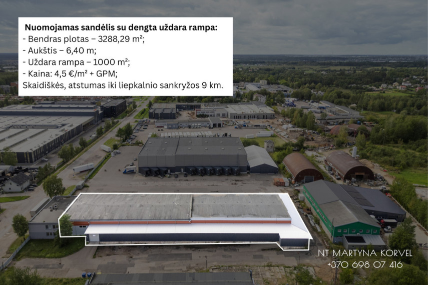 Nuomojamos administracinės, gamybinės, kitos paskirties, sandėliavimo patalpos Sodų g., Skaidiškių mstl., Vilniaus r. sav., 3300 m2 ploto 1